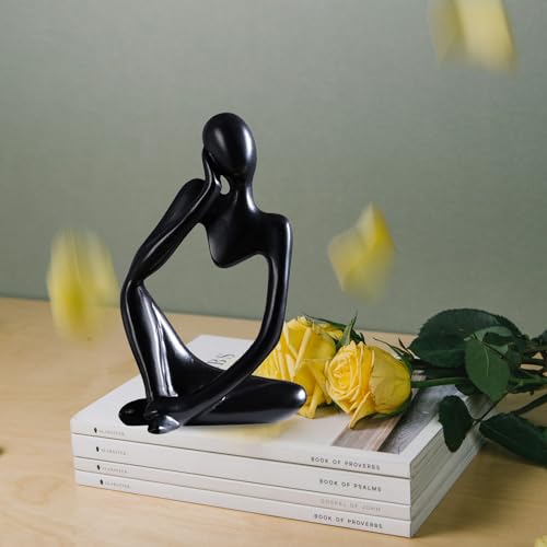 Miniatura 4 de Aoogon 3 Figuras De Arte Abstracto, Estatuas Decorativas, Escultura De Pensador, Adornos Para Sala De Estar, Estantería, Mesa De Comedor, Oficina Negro