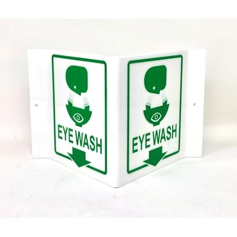 UNISHIELD 9" Width x 6" Height x 4" Depth Acrylic, Green on White Standard EYEWASH "V" Sign Cover