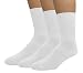 Grandeur Hosiery Men's Big and Tall King Size Diabetic Non-Binding Comfort Top Mid Calf Cotton Crew Socks 3-Pack White X-Large