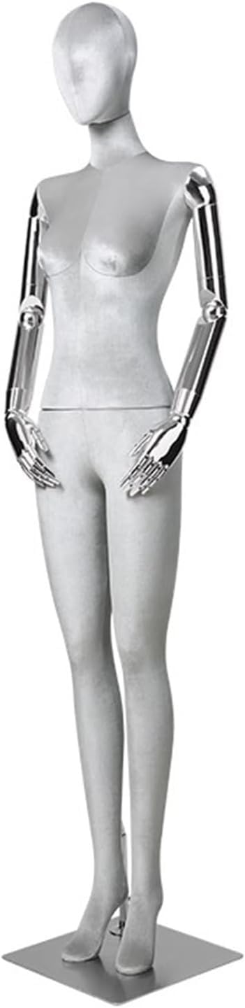 CONGRUI 72 83in Tall Female Full Body Retail Mannequins Rotatable Head and Arms Standing Fiberglass Manikin Torso(Gray)