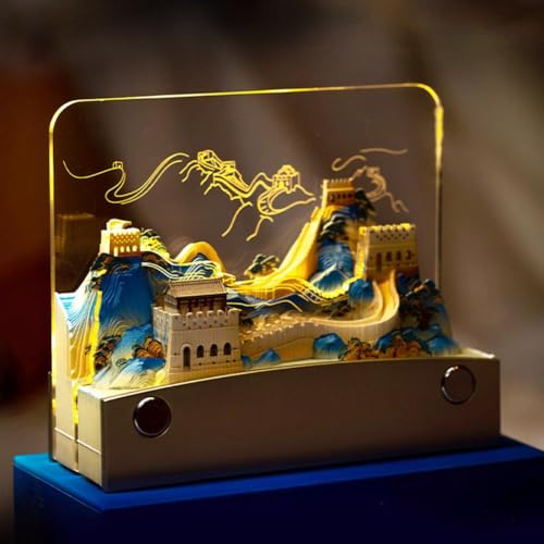 2025 Desk Calendar with LED Lights,Paper Carving 3D Great Wall Calendar Notepad,Tear-Away Notepad,3D Memo Pad Paper Carving Art Calendar,DIY Paper Carving Art Craft for School Home Office
