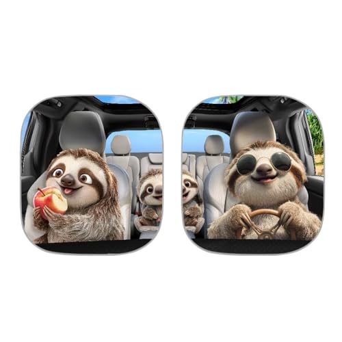 Image of 2 PCS Car Windshield Sun Shade Foldable Sloth Automotive Interior Accessories for Sun Protection Auto Sun Heat and UV Rays Blocker Fit Car Front Window for Trucks SUV Van
