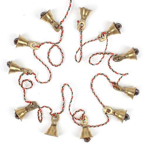 Rastogi Handicrafts Brass Decorative String Of 11 Metal Vintage Indian Style Fair Trade Wall Hanging Tiny Bells (1) #TOP2