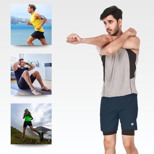 Image of Oysters Men's 2 in 1 Workout Shorts for Men with Phone Pockets