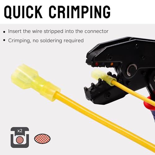 120PCS Nylon Male Spade Connector Kit -Yellow 12-10 AWG - Quick Disconnect Electrical Wire Connectors - Tinned Copper Insulated Terminals for Automotive Electronics Crimp