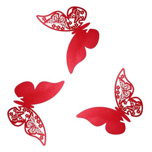 iKesoce Marque-places de papillon marque-place de fête de mariage marque-place marque-place bonbonnière pour mariage, anniversaire, naissance, fête, rouge