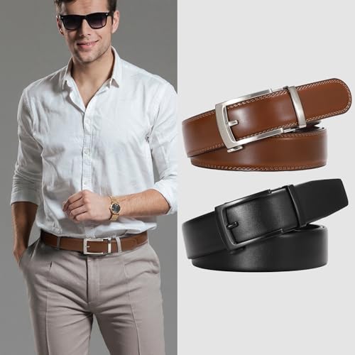 Mens Belts Leather Ratchet Black Belt Men Adjustable Buckle Ratchet Belts For men Casual Dress