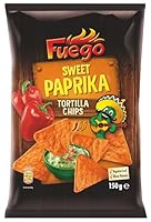 Fuego - Tortilla Chips Sweet Paprika | Mexikanische Tortillachips mit würzig-süßem Paprikageschmack | Knuspriger Snack aus Maismehl | 150 g im Beutel