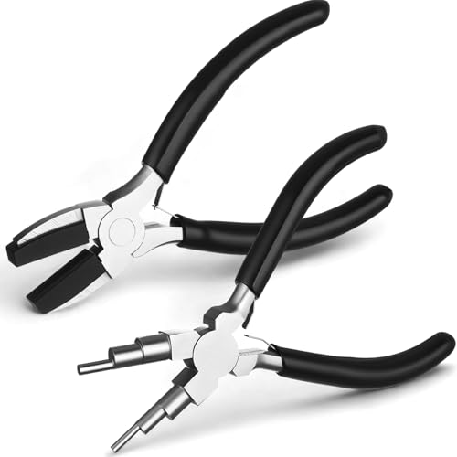 Image of Mudder 2 Pieces Jewelry Making Tool Bail Making Pliers 6 in 1 Jewelry Wire Bending Pliers for Beading Looping Shaping Wire DIY Crafts (Black)