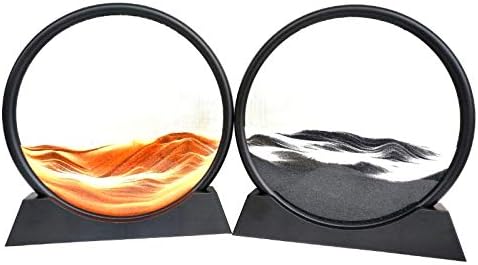 Flowing Sand Painting Moving Sand Round Glass 3D Deep Sea Sand Painting Artistic Landscape for Home Ornament Desktop Art Bookshelves Decoration(Purple,12 Inches)