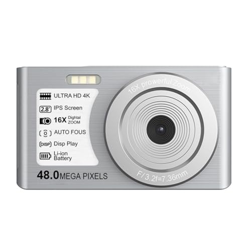 Fnfhsa Mini CáMara Digital 48MP 4K Zoom 16 X Enfoque AutomáTico Filtro de CáMara Web Gran Angular AntivibracióN Luz de Relleno Incorporada CáMara para Estudiantes A