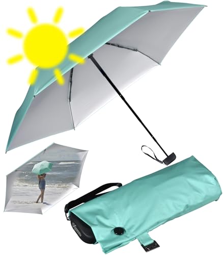 iX-brella Super Mini Sonnen-Regenschirm mit UV- und Hitzeschutz - Silver Coating - Mint