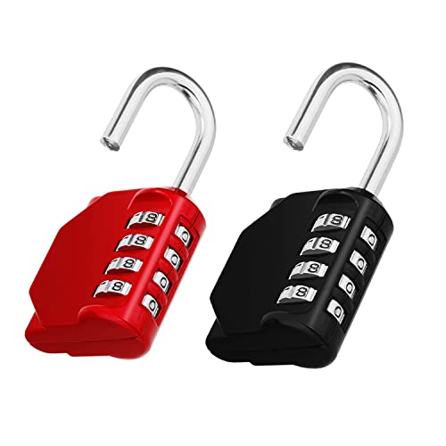 Image of ZHEGE Combination Lock, 2 Four-Digit Outdoor Combination Padlock for Gym, School, Gates, Doors, Hasps and Storage