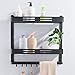 Półki ścienne Mocowanie naścienny Czarny aluminium Półka łazienkowa Prysznic Caddy Rack z barem i hakiem do szamponu do ręcznika Półki Przechowywanie kuchni Półka łazienkowa