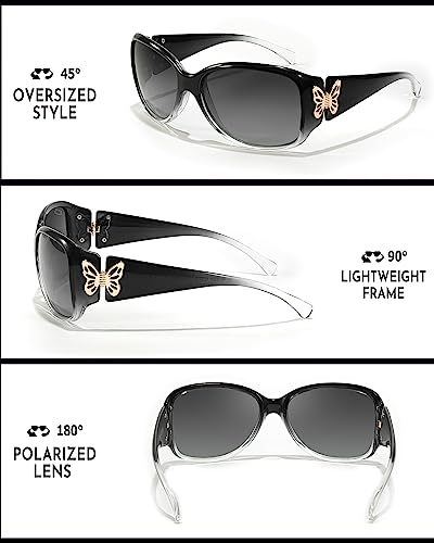 SIPHEW Trendy Night Driving Glasses for Women Polarized Anti Glare Yellow Night Vision Glasses Butterfly Accents, Driving4