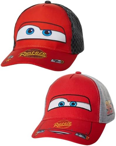 Disney Boys Cars Lightning McQueen Cotton Basebal Cap 2 Pack (Ages 2-7)