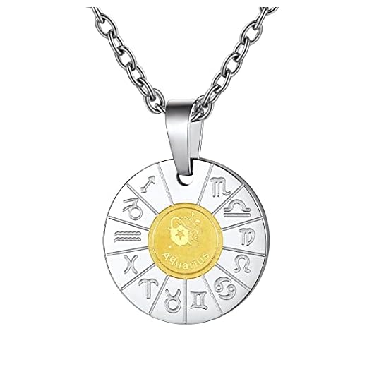 FindChic 12 Konstellation Stjärntecken Halsband, Vattumannen Januari 20-Feb.18, 18k Guldpläterat Rostfritt Stål, Gravyr Stjärntecken Smycken, Astrologi Horoskop Tecken Halsband
