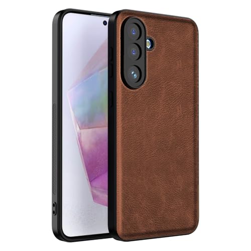 Image of Kapa Tux Leather Back Cover for Samsung Galaxy M56 | Slim Shockproof Camera Protection Bumper Case (Brown)