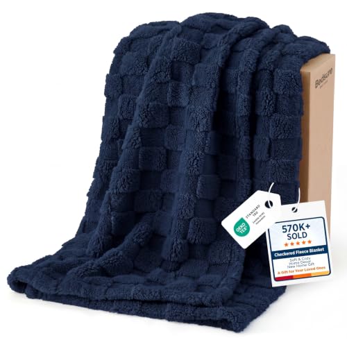 Bedsure GentleSoft Twin Fleece Blanket 60x80 Navy