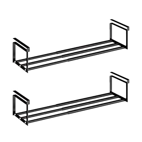 HGZBS Organizador de zapatos expandible, zapatero ajustable y estante debajo del gabinete, para almacenamiento y organización de zapatos o ropa, almacenamiento debajo del estante (negro, 2 piezas)