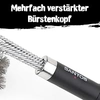 SANTOS 3-Kopf Grillbürste – Edelstahlborsten & Schaber – kraftvolle Reinigung für Grillroste – 44 cm Länge – austauschbarer Bürstenkopf – langlebig & effektiv – Ansicht 3