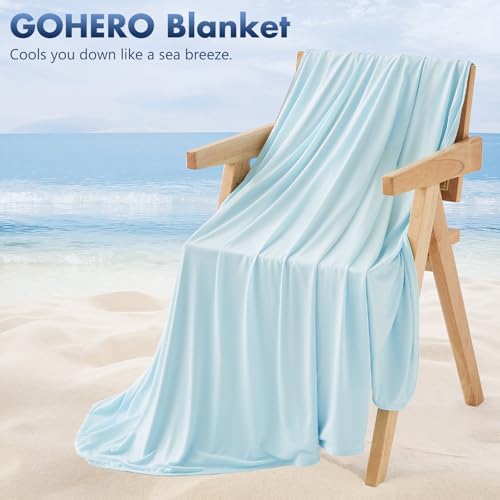 GOHERO Cooling Blanket King - Arc-Chill Q-Max >0.5 Cool Summer Blanket for Hot Sleepers - Double Design Lightweight Blanket Absorbs Heat to Keep Cool on Warm Nights(90"x108") Blue - Image 6