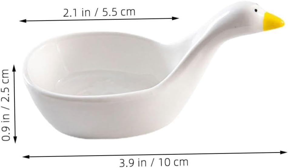 iplusmile 2pcs Cartoon Ceramic Dip Bowls Cute Mini Goose Shaped Seasoning Plates for Sauces and Condiments Edged Porcelain Serving Dishes for Appetizers and Party Tables