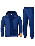 TBMPOY Herren-Trainingsanzüge mit Fleece-Futter, 2-teiliges Set, Winter, Thermo-Jogging-Trainingsanzug, zum Aufwärmen, Königsblau, Large