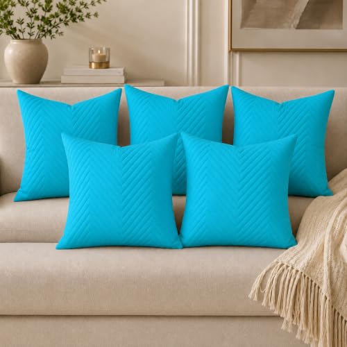 Image of RD TREND UltraSonic Microfiber Cushion Covers, 40 x 40 cm /16 x 16 inches, Set of 5, 250 TC, Back Zipper (Firoji)