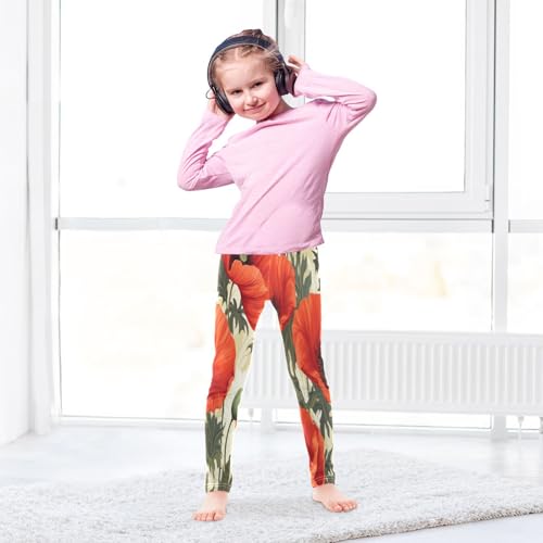 Toddler Girls Leggings Printed Yoga Pants Leggings Red Flower One for Kids4