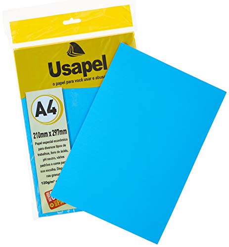 Papel A4 Color Usapel Azul 180G. - Pacote Com 50 Folhas, Filiperson, 25002, Multicolor