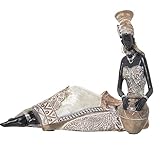 AlexandreHouse FIGURA RESINA AFRICANA BLANCA/DORADA SENTADA 25X11X20CM