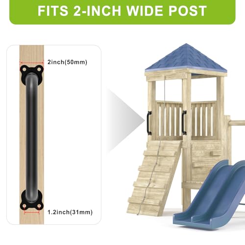Dolibest 6 Pack 12-Inch Safety Handle, Metal Safety Playground Handles,Sturdy Playground Handle Bars & Wider Base Design, Playset Handles for Climbing Frame, Treehouse, Swing Set Accessories-Black - image 4