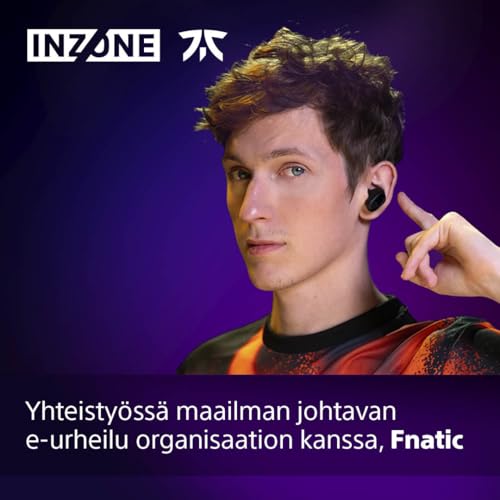 Sony INZONE Buds — prawdziwie bezprzewodowe słuchawki douszne do gier, dźwięk przestrzenny 360°, wygodne dopasowanie, aktywna redukcja szumów, mikrofon AI, bateria 24 godziny, dla PC i PS5 — czarne