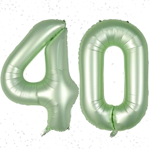 Palloncini con numero 40, verde salvia, 40 palloncini con numeri, verde salvia da 101 cm, 40 palloncini autogonfianti, grandi palloncini in Mylar a elio verde oliva per decorazioni per feste per 40°