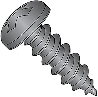Steel Sheet Metal Screw, Black Zinc Plated Finish, Pan Head, Phillips Drive, Type