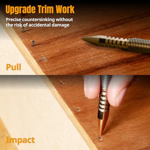 POWERTEC Conjunto de unhas de cabeça dupla, sem martelo, conjunto de unhas com mola de 1/81.3 cm e 1