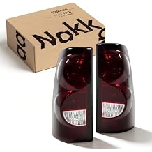 Nakkaa Smoked Red Tail Lights w/Bulbs Assembly Compatible with 2003 2004 2005 2006 Silverado Pickup Black Rear Brake Lamps Taillights Left and Right GM2800174 GM2800161