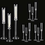 Vincidern 12pcs Taper Candle Holder Acrylic Candlestick Holder Clear Set for Table Centerpiece, Long Candle Stick Candle Stand Cylinder Shade for Wedding Party Dining Room Decor