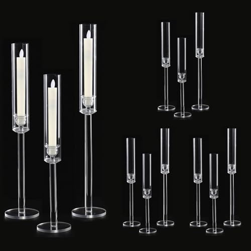 Vincidern 12pcs Taper Candle Holder Acrylic Candlestick Holder Clear Set...