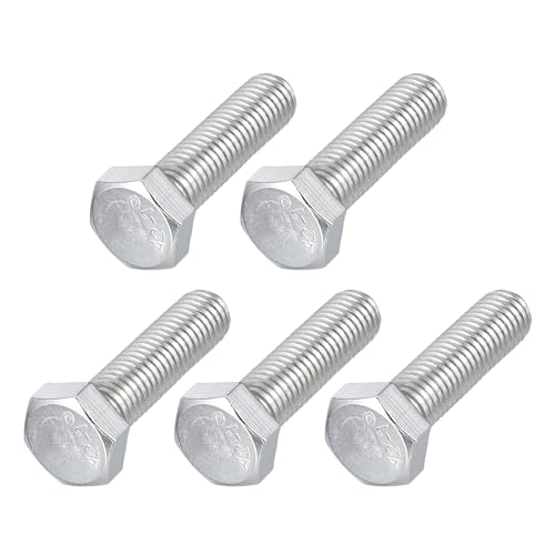 Image of METALLIXITY Hex Bolts (M12-1.75x45mm) 5Pcs, 304 Stainless Steel Coarse Fully Threaded Hex Head Screw Bolt Machine Screws - for Furniture Repair, Silver
