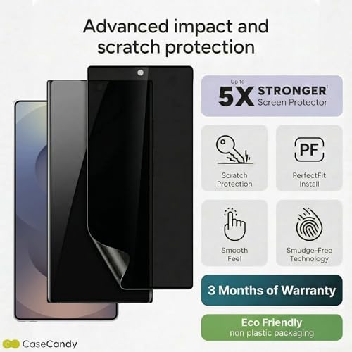Image of Casecandy - (Pack 2 Privacy Screen Protector for Samsung S25 Ultra | Edge To Edge Privacy(Anti Spy) Screen Guard Galaxy S25 Ultra - HD /Easy Application /Fingerprint Working