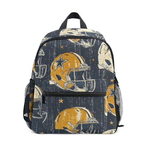 Mnsruu American Football Helme Kleinkind Rucksack Vorschulrucksack Kinder Jungen Mädchen Kindergarten Schultasche