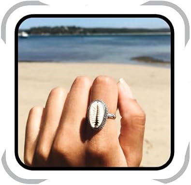 Shell Ring for Women Bohemian Knuckle Rings for Teens Silver Joint Knot Ring Beach Party Daily Fesvital Halloween Jewelry Gift
