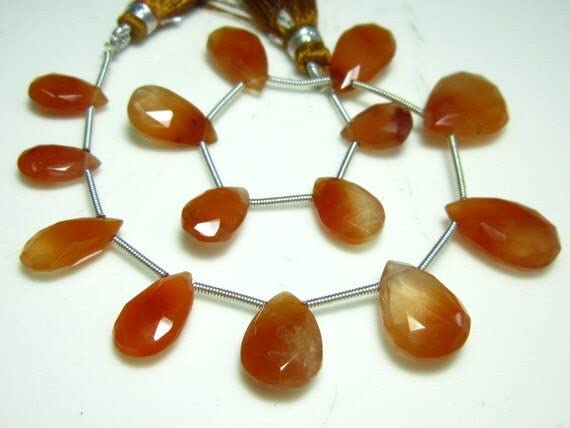 Quartz Mandarine perle poire briolette facettée LKBEADS fil pierres 8x12mm