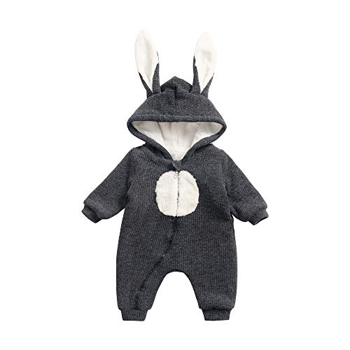 Sanlutoz Bunny Hooded Coat Winter Baby Bodysuit Cute Thicken Baby Cartoon Rompers (2-3 Years/ 100cm, BRW8179-DGY)