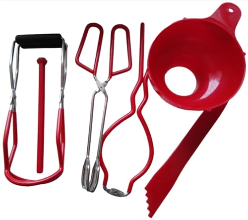 Tolxh 6Pcs Red Canning Kit Canning Funnel Tong Bubble Popper Jar Wrench Lifter Magnetic Lid Lifter Jam Making Set Home Kitchen Supplies Quality Durable New Replacement Parts For Kitchen Supplies