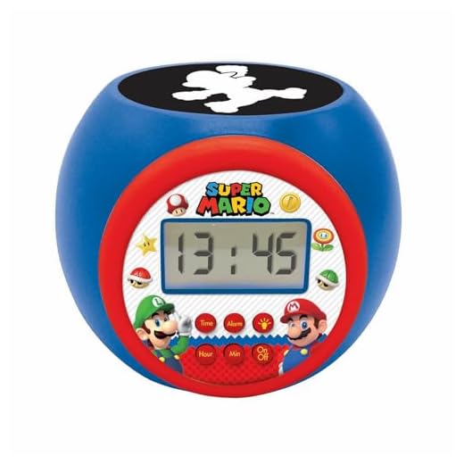 Lexibook Reloj despertador con proyector Super Mario & Luigi - Alarma con función de repetición, luz nocturna con temporizador, pantalla LCD, batería, RL977NI