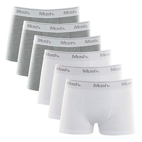 Kit 6 Cuecas Boxer Alg Infantil El, Mash, Menino, Branco/Branco/Branco/Cinza Mescla/Cinza Mescla/Cinza Mescla, G