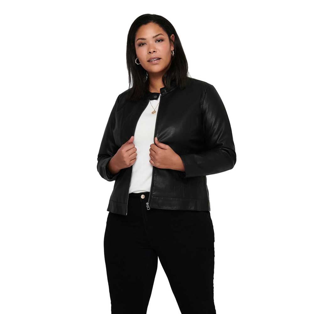 ONLY Carmakoma Womens Carrobber Faux Noos Leather Jacket, Black, 28 UK